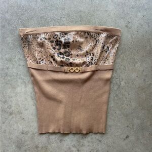 Leopard Print Cache Y2k Tan Tube Top